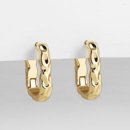 Hoop Earrings Creative Hammered Metal Geometric U-shape For Women Punk Gold Plated Circle 2023 Trend Jewellery Party Gift