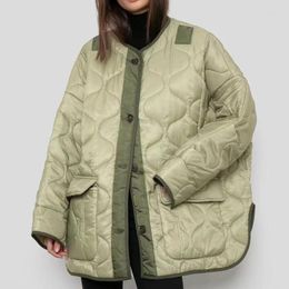 Women's Jackets Autumn And Winter Silhouette Coat Curved Hem Rhombus Plaid Cotton Clothing Women