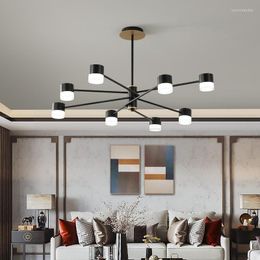 Chandeliers Modern Led Chandelier Living Room Lamp Simple Light Luxury Nordic Indoor Lighting Bedroom Dining Black Ceiling