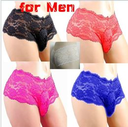 Underpants Men Lace Panties Sexy Lingerie Crossdress Bikini Thong Mesh Sheer Erotic Briefs Babydoll Mens