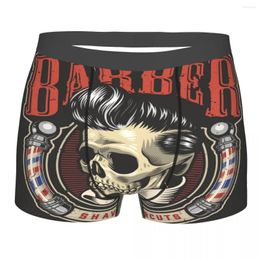 Underpants Mens Boxer Sexy Underwear Colorful Barbershop Skull Male Panties Pouch Short Pants