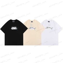 Men's T-Shirts American tide brand tuna print T-shirt summer new male and female couple teenagers crewneck large size short sleeves T230419
