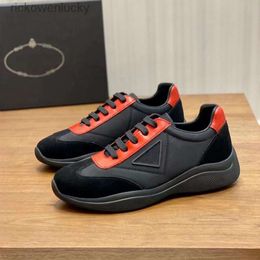 prades shoes Fashion Casual Shoes Men Americas Cup Soft Bottom Running Sneaker Italy Famous Low Top Elastic Band Calfskin Designer Lightness Fitness Casuals Traine