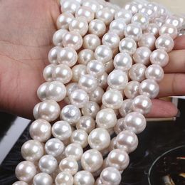 Chains Wholesale Natural White Different Size Baroque With Bright Oil Freshwater Pearl Bead Strand For Jewelry Making