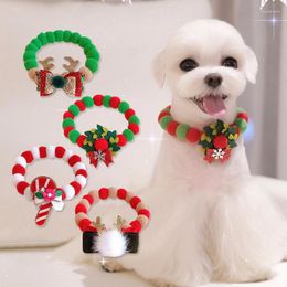 Dog Collars Christmas Creative Pet Bowtie Collar Puppy Bow Tie Hair Ball Adjustable Necklace For Small Dogs Cat Grooming Accessories