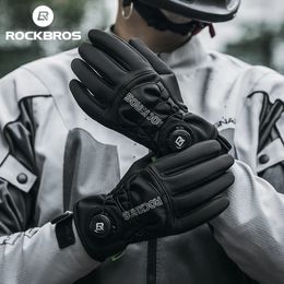 Ski Gloves ROCKBROS Warm Bicycle Gloves Outdoor Touch Screen Winter Gloves Windproof Motorcycle Scooter Ski Anti-slip Thermal Bike Glove 231118