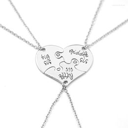 Pendant Necklaces 3PC Pizzle Heart Personalized Hand Stamped Big Middle Little Sis Sister Necklace Family Girls Women Jewelry Gifts Xmas