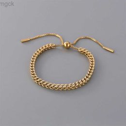 Charm Bracelets MEYRROYU Stainless Steel Gold Colour Draw String Bracelets Trendy Simple Bracelets For Women Men 2021 New Fashion Party Jewellery