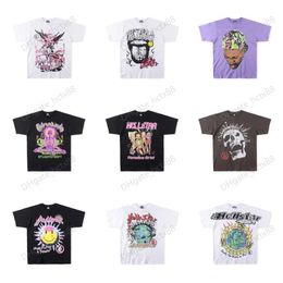 Hellstar Studios Earth Print Trendy Hip-Hop Short Sleeves Man Women T Shirts Unisex Cotton Tops Men Vintage T-shirts Summer Loose Tee Rock Size S-XL pm