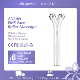Face Care Devices ANLAN EMS Roller Electric V Massagers Microcurrent Lift Beauty Machine Slimmer Double Chin Massage Skin Tool 230419