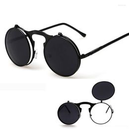 Солнцезащитные очки, созданные винтажными металлическими рамами дизайнер, стимпанк Goth Goggles круглый зажим для солнечных очков для женщин UV400 UV400