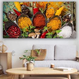 Kitchen Fruit Pictures Canvas Paintings On Wall Vegetable Grains Spices Posters and Prints For Dinning Room Resturant Home Decor