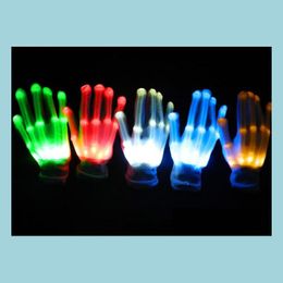 Other Event Party Supplies Flashing Finger Lighting Gloves Halloween Christmas Club Dance Fancy Dress Led Colorf Rave Magic Light Dh1Kz