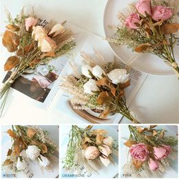 Decorative Flowers Simulation Flower Bouquet Fake Rose Dried Birthday Party Wedding Decoration Dry Plants Shooting Props Supplies