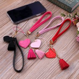 Love Heart Tassel Hand Wrist Lanyard Strap String For Phones For IPhone 7 8 X 6 For Xiaomi Camera USB Flash Drives Keychains