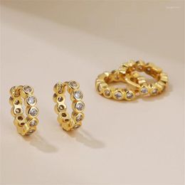 Hoop Earrings 2023 Design Stylish Women Earring Inlaid Round CZ Stone Engagement Wedding Party Circle Female