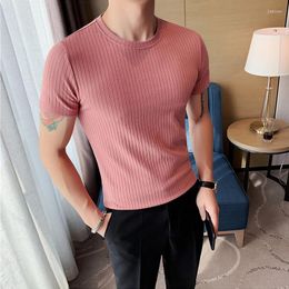 Men's T Shirts Mens Short Sleeve T-Shirt 2023 Summer Fashion Casual Round Neck Striped Bottoming Stretch Slim T-Shirts Clothing
