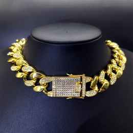 Halskette für Herrenkette Kubanische Verbindung goldene Ketten aus Schmuck Diamant Armband 20mm Abstandshalter Halskette für Männer und Frauen HipHop 10244