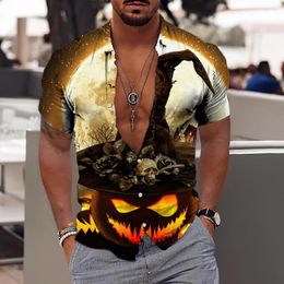 Men's Casual Shirts Vintage Halloween Hawaiian Men's Short Sleeve Beach Shirt For Men Party