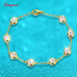 Chain Smyoue 4/5mm Classic Bubble Bracelet for Women 8 Stones Sparkling Lab Diamond Tennis Bracelet 925 Sterling Silver GRA231118