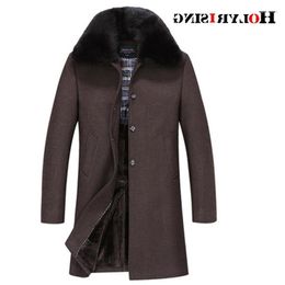 Men's Wool & Blends Men Winter Jackets Thicken Woolen Coat Long Outwear Male Warm Overcoats Fur Mens Clothing L-4xl #18168 Nadi22
