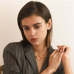 Pendant Necklaces Vintage Round Circle Choker Necklace For Women Gold Silver Colour Fashion Chunky Chain Jewellery Accessories