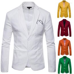 Men's Jackets Mens Blazer 2023 Casual 2 Button Cotton And Linen 9 Colour Back Slit Men Suit Jacket