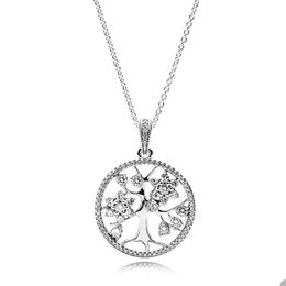 Big Family Tree Necklace for Pandora 925 Sterling Silver Fashion Party Necklaces For Women Girlfriend Gift Chain necklaces designer Jewelry with Original Box