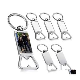 Party Favour Sublimation Blank Beer Bottle Opener Keychain Metal Heat Transfer Corkscrew Key Ring Household Kitchen Tool Dhs Drop Del Dhe7O