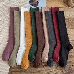 5 PC Socks Hosiery 10 Colours Autumn New Women's Socks Cotton Winter Long Socks Harajuku Female Trick Warm Solid Colour Sock Casual Ladies Sox Z0419