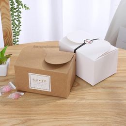 Gift Wrap 10pcs/lot Kraft Paper Cardpaper Nougat Bake Cookies Snowflakes Crisp White Box Manual Dessert Packing Boxes