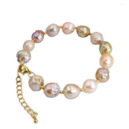 Strand 10-11mm Wedding Jewelry Pink Natural Freshwater Chains Women Adjusble Pearl Bracelet 7.5inch