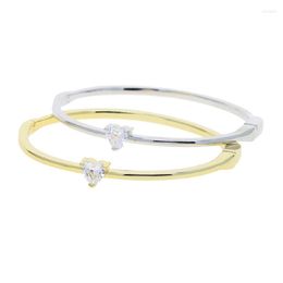 Bangle Simple Classic Fashion Female Jewelry Gold Plated Single Cubic Zirconia Heart CZ