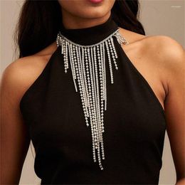 Choker Fashion Shiny Rhinestone Long Tassel Necklace Ladies Sexy Luxurious Crystal Clavicle Chain Jewelry Ornaments Wholesale