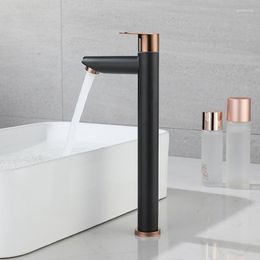 Bathroom Sink Faucets Black Faucet Cold Water Tap 304 Stainless Steel Paint Basin Single Hole Tapware Accessories