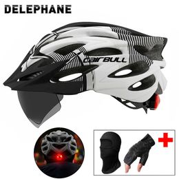 Cycling Helmets Bike Helmet for Men Women With Led Light Removable Lens Visor Cycling Safety Helmet Adjustable Mountain Road Bicycle Helmets P230419