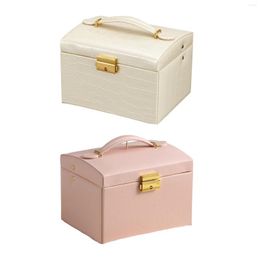 Jewelry Pouches Portable Storage Box PU Leather Dustproof Soft Velvet Lined Holder Case For Necklaces Bracelets Ear Studs Women Girls