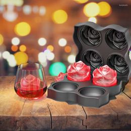 Baking Moulds Rose Ice Mould Food Grade Silicone 4 Grids Petal Cocktail Whiskey A Variety Of Drinks Making Mould Kitchen Accessories