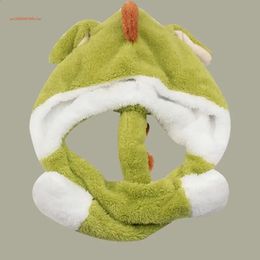 Beanie/Skull Caps Dinosaur Hat With Moving Ears Adult Winter Hat Scarf Fleece Warm Scarf Plush Dinosaur Hat Jumping Ear Hat 231118