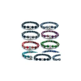 Beaded 10Pc/Set Selling Wholesale 8Mm Natural Gemstone Cz Skl Bangle Women Health Indian Agate Stone Beads Bracelet For Men Drop Del Dhcb8