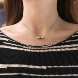 Pendant Necklaces Wish Card Double-ring Color Crystal Necklace For Women Charm Party Jewelry Gift Stainless Steel Chain 1 Piece