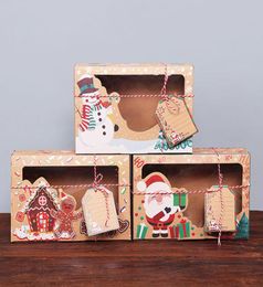 Gift Wrap 12pcs European Style Kraft Paper Box Large Christmas Candy Pvc Window Biscuit9681087