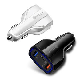 3 usb ports fast car charger fast charging 3.0 car phone charger adapter for iPhone Samsung charger No retail packaging
