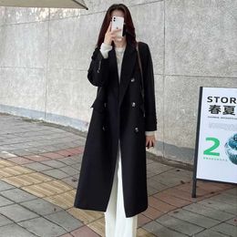 Women's Trench Coat Mid Length Autumn/winter New Casual Korean Version Coat with Internet Red High-end Coat 1s