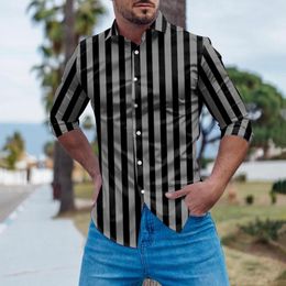 Men's Casual Shirts Mens Fashion Abstract Digital Print Lapel Button Cuff Long Sleeve Shirt One Bodysuit