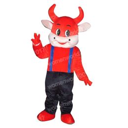 Halloween red Cow Mascot Costume Simulation Cartoon Character Outfits Suit Adults Size Outfit Unisex Birthday Christmas Carnival Fancy Dress