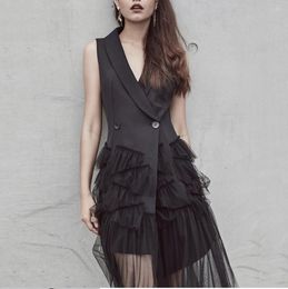 Casual Dresses 2023 Arrival Selling Women's Fashion Black Lace Office Lady Working Sleeveless Dress Slim Girls S M L#A57