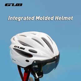 Cycling Helmets GUB K80 Bicycle Helmet Cycling Mtb Road Bike Helmet Set With Visor Magnetic Goggle Ultralight Integrally Molded Men Women Helmet P230419