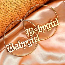 Hoop Earrings & Huggie Caraquet Trendy Women Large Circle Round Hyperbole Babygirl Femme Letter Punk Hip-hop Jewelry Gift1 Odet22