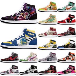 DIY classics new customized basketball shoes 1s sports outdoor for men women antiskid anime Versatile fashion figure sneakers 36-48 424158